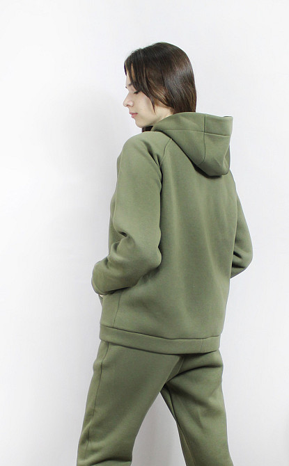 Костюм женский теплый спортивный на флисе кофта на змейке Хаки 46/48 Харьков - изображение 4