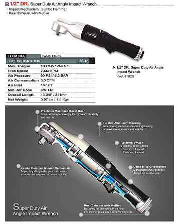 Пневмотрещетка усиленная 1/2" TOPTUL 244N/m 700об/мин KAAH1620 Чернігів
