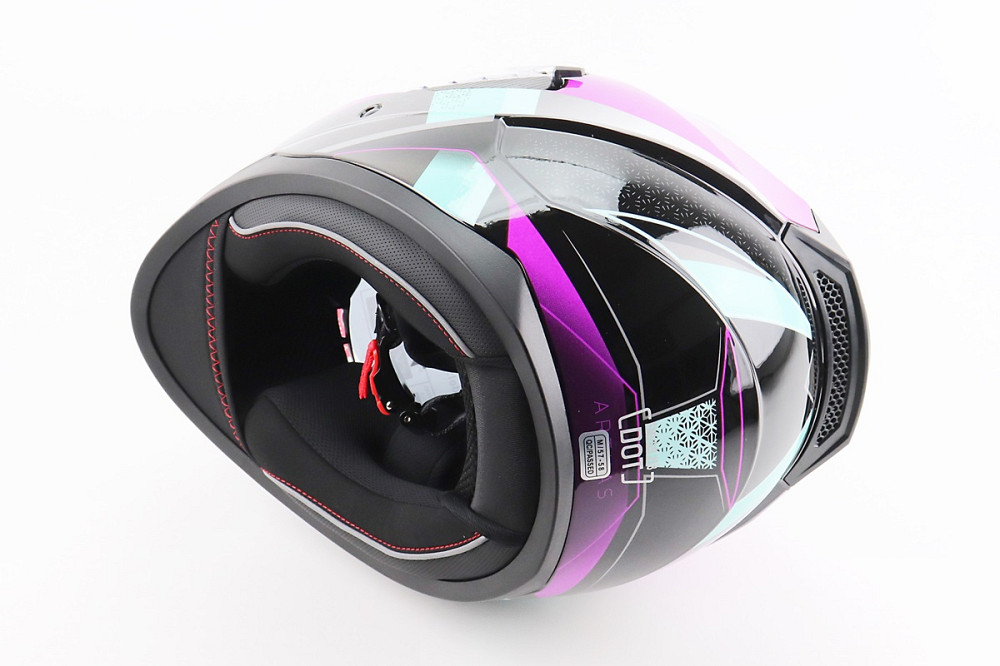 Шолом інтеграл, закритий (сертифікація DOT)+відкидні окуляри BLD-M67 М (57-58см), ЧОРНИЙ/ФІОЛЕТОВО-БІРЮЗОВИЙ Киев - изображение 2