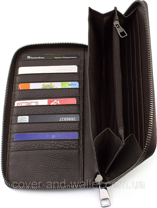 Коричневый мужской кошелек-клатч на молнии из кожи под крокодила Marco Coverna Киев - изображение 8