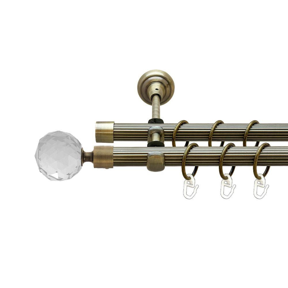 Карниз Orvit Люміера металевий дворядний відкритий рифлена труба кільце металеве Антик 19\19 мм 300 см (00-00022120) Львів - фото 1