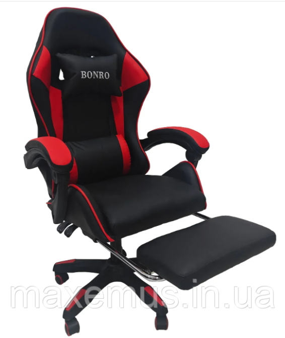 Кресло геймерское Bonro B945 Красное с подставкой для ног компьютерное игровое экокожа (до 120 кг) Мостиска - изображение 7