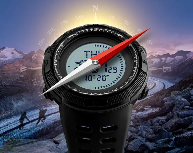 Часы мужские спортивные с компасом Skmei 1254 Compass (Черный) Винница - изображение 9