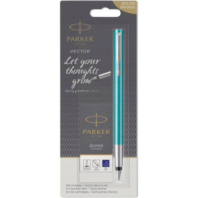 Ручка пір'яна Parker VECTOR 17 Blue-Green FP M Картриджі Parker Quink /5шт. сині змивані блістер (05 616b) Вінниця - фото 3