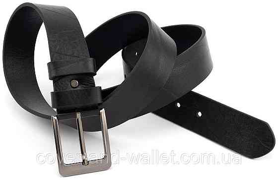 Чоловічий ремень батал з натуральної шкіри чорного кольору довжиною до 140 см Puos 40 мм Київ