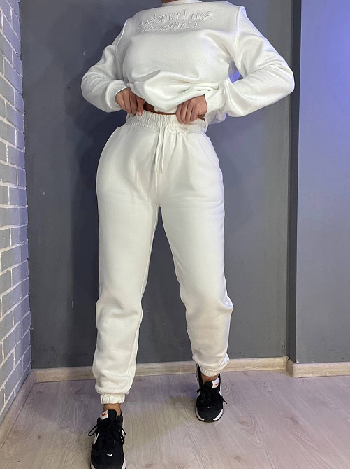 Штаны женские ENJOY 2925 спортивные джоггеры на резинке утепленные на флисе белые, белый, S Киев - изображение 6
