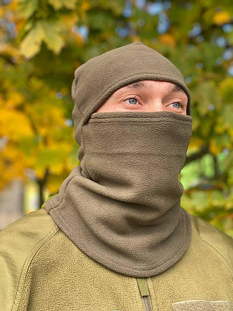 Балаклава чоловіча тактична підшоломник флісова хакі олива, флісова шапка підшоломник Київ - фото 5