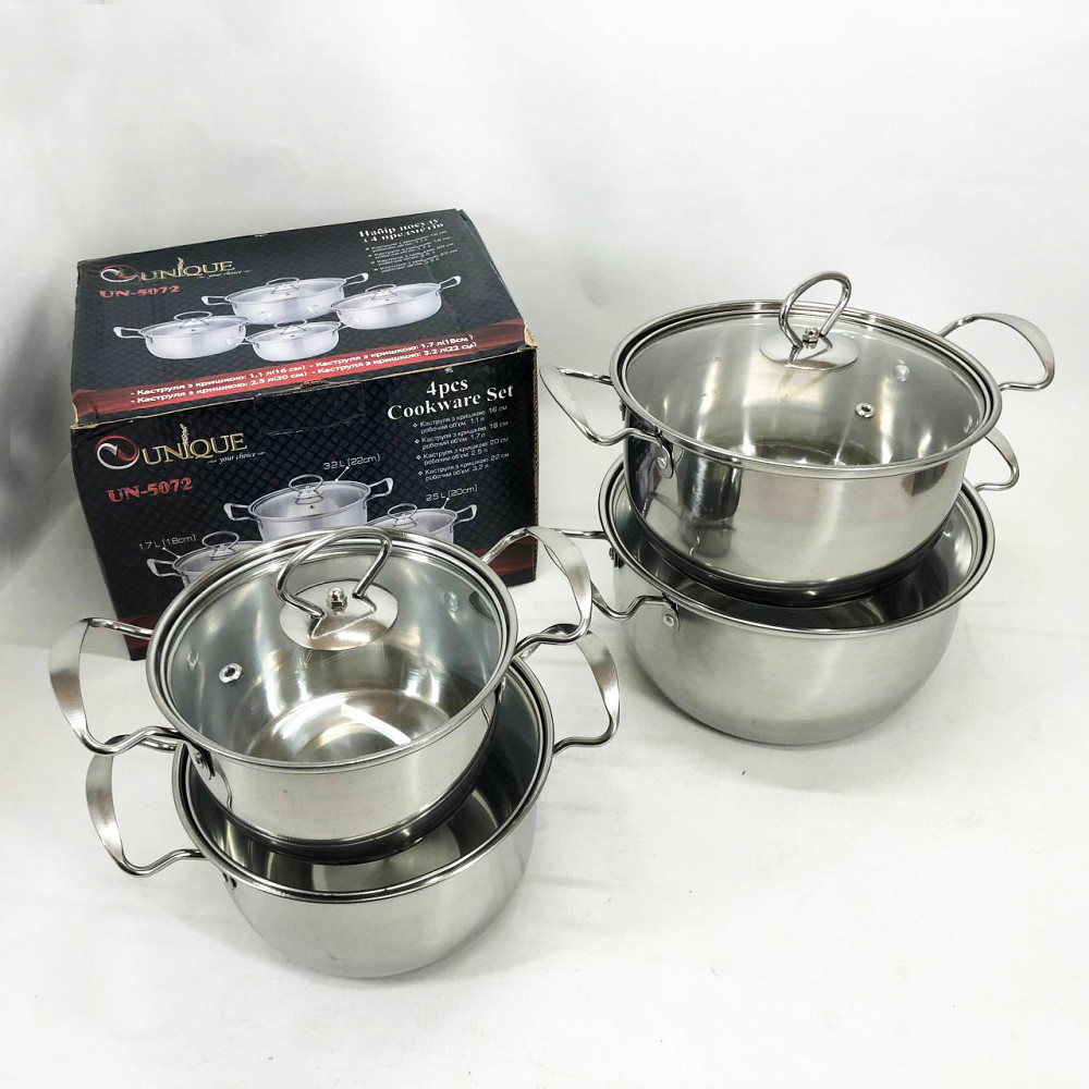 Набор кастрюль-сотейников Unique UN-5072, Набор посуды для любых плит Хороший кастрюль AF-32 Львов - изображение 4