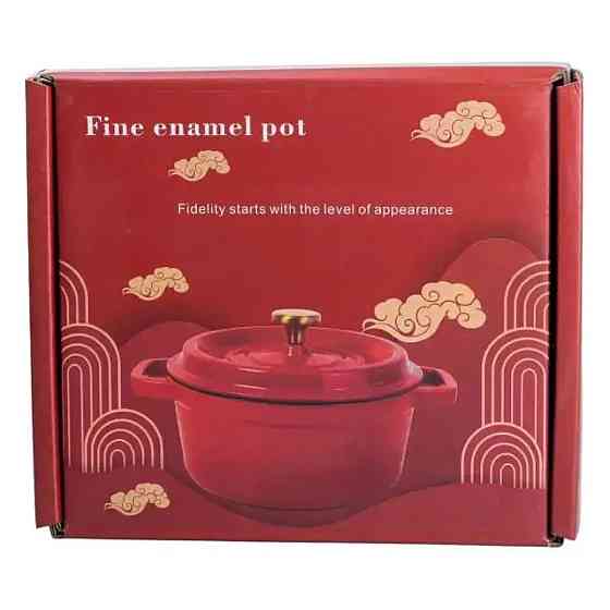 Каструля чавунна емальована 3 л з кришкою Ø24 см Червона HP-1-3R Коломыя