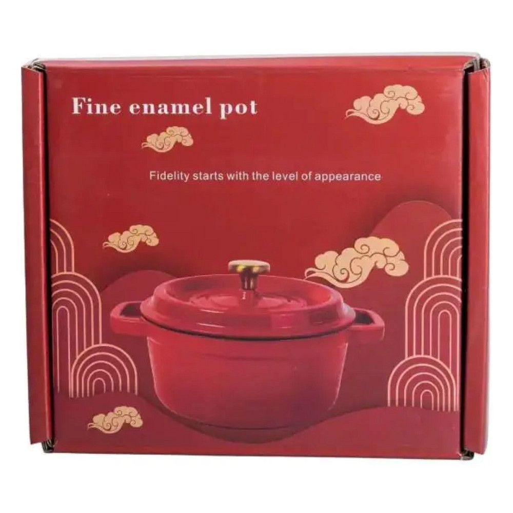 Каструля чавунна емальована 3 л з кришкою Ø24 см Червона HP-1-3R Коломыя - изображение 5