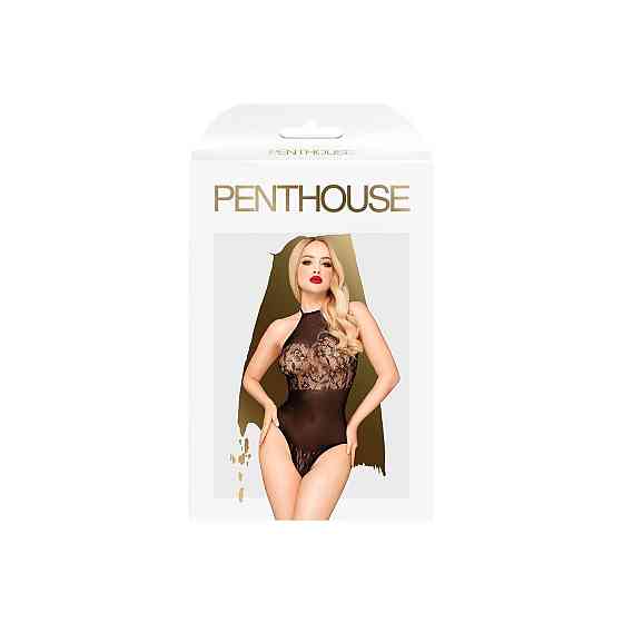 Боді Penthouse Blooming Era XL Black, імітація гіпюрового страплесу, відкриті плечі Sex Aura Київ