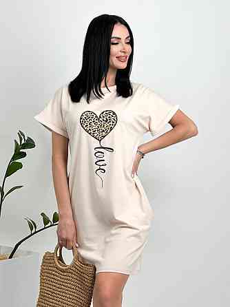 Жіноча сукня з малюнком "Passion" оптом | Батал Бежевий, 50-52 Київ