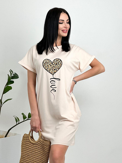 Женское платье с рисунком Passion батал 50-52, Бежевый Киев - изображение 4