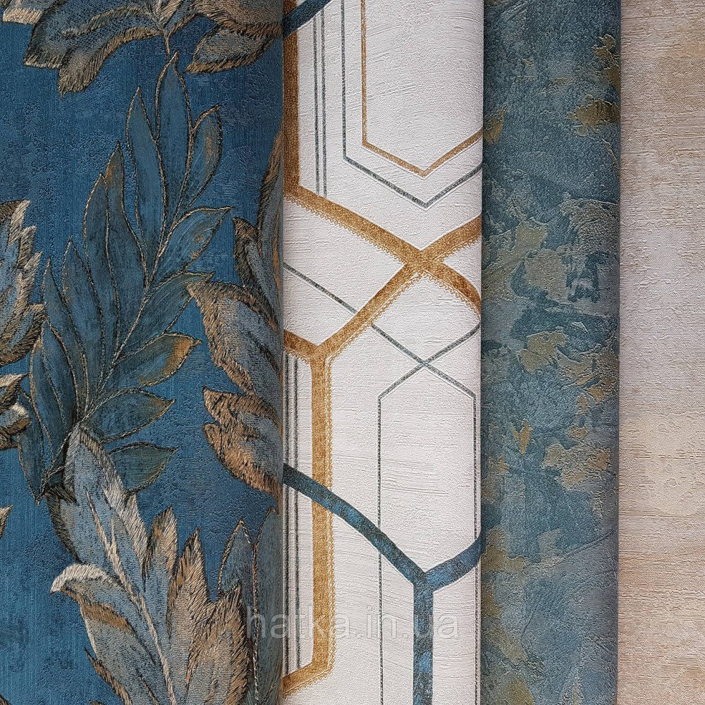 Шпалери метрові вінілові на флізелін 24 Carati Cristiana Masi листя великі структурні смарагдові з золотом Київ - фото 2