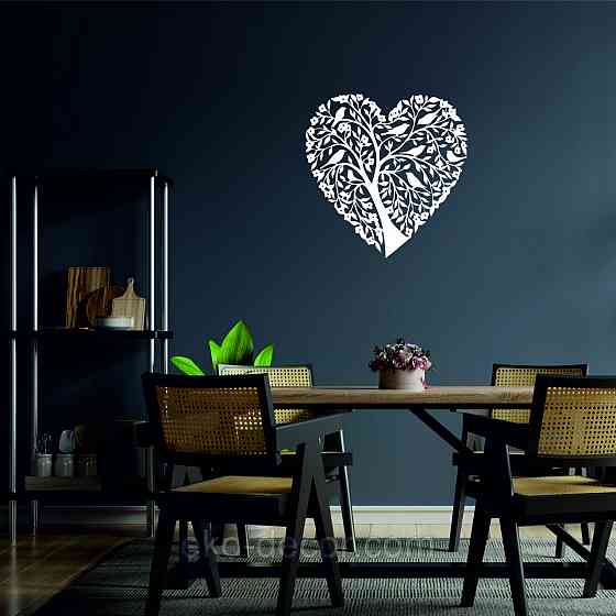 Декоративное настенное 3D Панно «Птицы Сердце» Декор на стену с объемом 50*49 см, Белый Киев