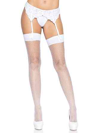 Панчохи-сітка для кріплення на пояс Leg Avenue Nylon Fishnet Thigh Highs One size, White Sex Aura Київ