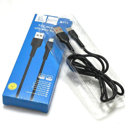 Дата кабель USB 2.0 AM to USB-C 1.0m 2.4A silicone black Denmen (DM-D42T-BK) Вінниця - фото 3