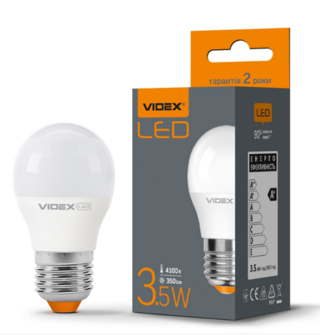 Лампа G45e 3,5W E27 4100К 220V LED Videx Житомир - изображение 2