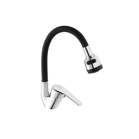 Змішувач для кухні Agua Sevilla гнучкий - C039NGR хром/чорний Київ