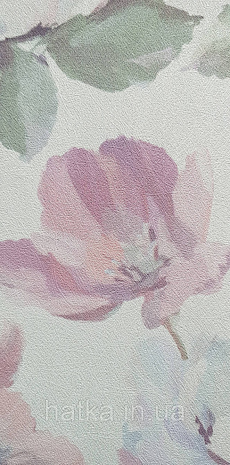 Шпалери вінілові на флізеліні Grandeco Universe 5 квіти півонії великі яскраві рожеві бузкові на білому Київ - фото 2