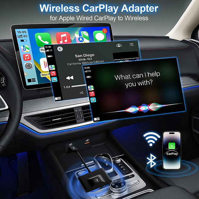 Бездротовий адаптер CarPlay URJD 2024 карплей у бездротовий, швидке підключення, сумісність з iPhone Київ - фото 6