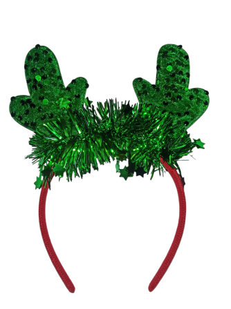 Новогодний обруч Рожки с пайетками на голову one size зелёный Киев