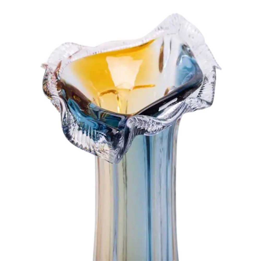 Фігурна декоративна ваза для квітів 29 см жовто-синя Київ - фото 1