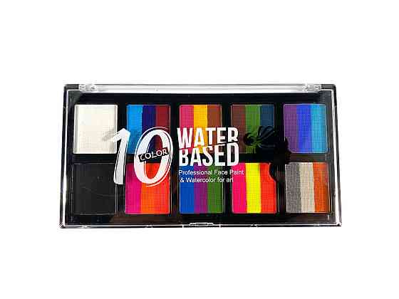 Фарби для бодіарту гіпоалергенні на водній основі для обличчя та тіла, аквагрим 10 кольорів Кам'янець-Подільський