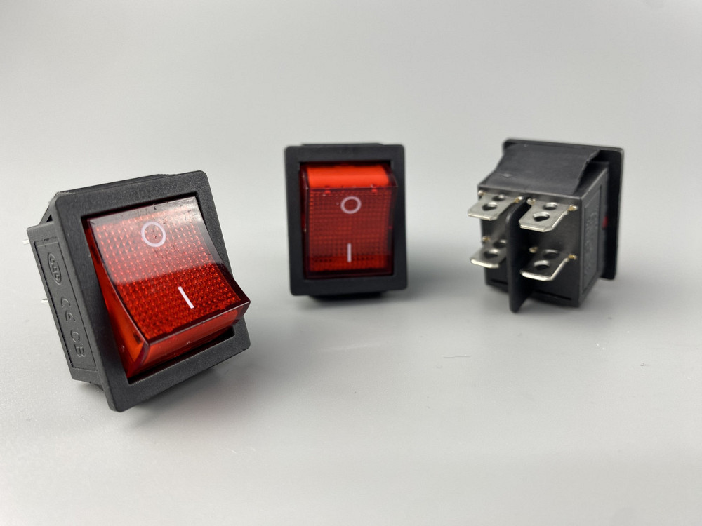 Перемикач клавішний червоний, 25 ммх31мм, 4 ніжки Мукачево - фото 3