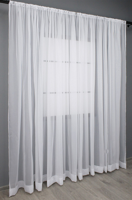 Тюль на трубу "Карман" VR-Textil н101 Шифон однотонний Білий 600х270 см (44-040) Київ - фото 3