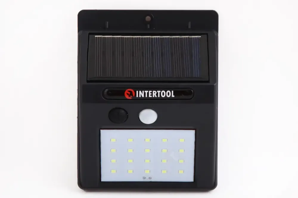 Светильник настенный аккумуляторный 20SMD, уличный, солнечная панель, датчик движения Intertool Винница - изображение 1
