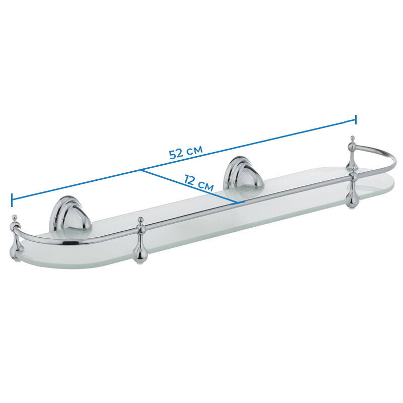 Стеклянная ванная полка с ограничителем Zerix LR1507 (LL1406) Харьков - изображение 2