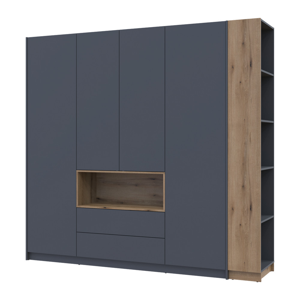 Шкаф для одежды с нишей и этажеркой Doros Дейл Графит/Дуб Эвок 4 ДСП 234х52х220 DRS-011738 (42005158) Львов - изображение 8