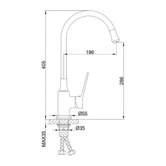 Смеситель для кухни Frap F4462 с гибким изливом, черный Киев