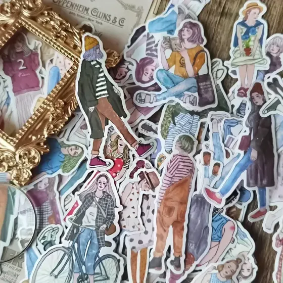 Набор стикеров модные девушки 50 шт – стильные наклейки для скрапбукинга, дневника, ноутбука и телефона Киев