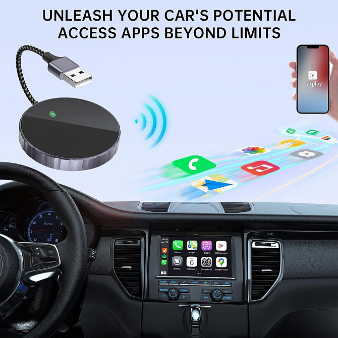 Бездротовий адаптер CarPlay Plug & Play, перетворення дротового Карплей для iPhone iOS 10+ для авто з 2015 року Київ - фото 8