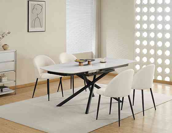 Стіл Гатвік 130(30+30)*90, чорний/кераміка білий Киев