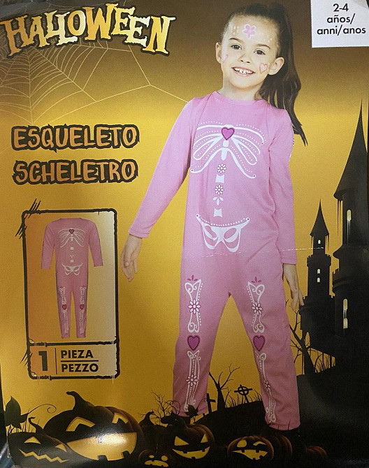 Дитячий комбінезон Скелет для дівчинки на Хелловін розмір на 2-4 роки 98-104рожевий Київ - фото 5
