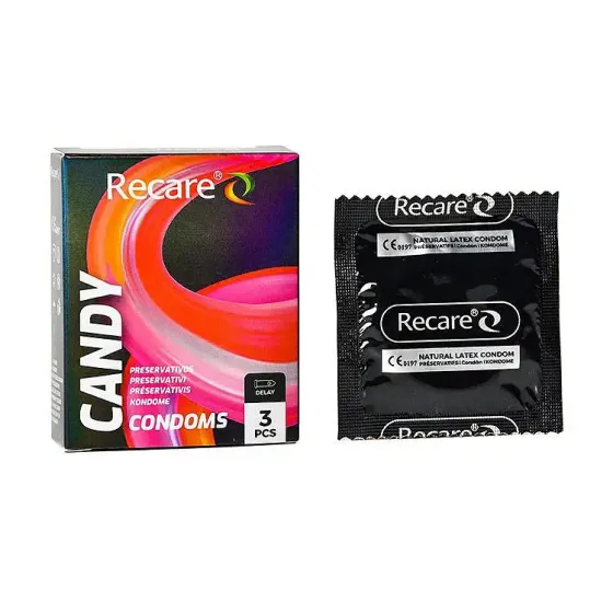 Презервативи Holographic Recare Delay Candy Condoms 3 шт, пролонгувальний ефект, цукерковий аромат Львів