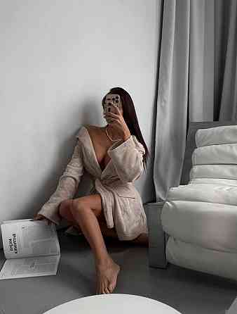 Жіночий теплий короткий халат із поясом із турецької махри Бежевий, 42/44 Одеса