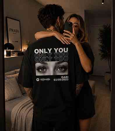 Футболка з фото очей коханої «Only You» та персональним принтом S, Білий Чернівці
