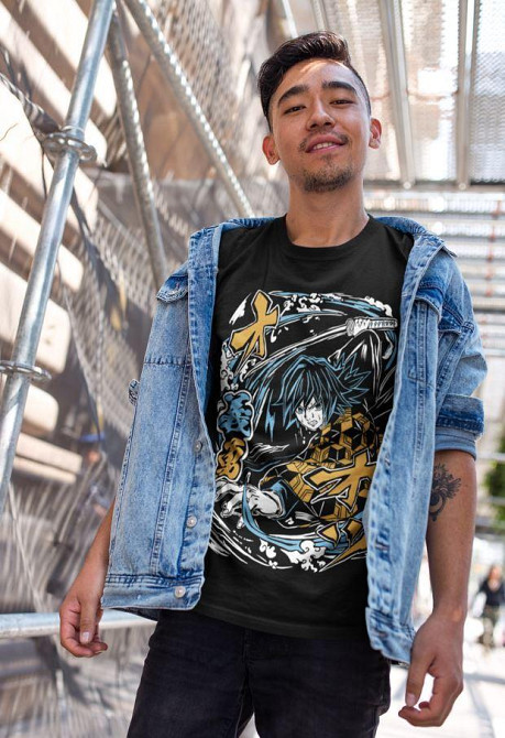 Футболка чоловіча з аніме принтом Вбивця демонів оверсайз (S/M/L) Чорний AnimeJ1031 Дніпро - фото 10