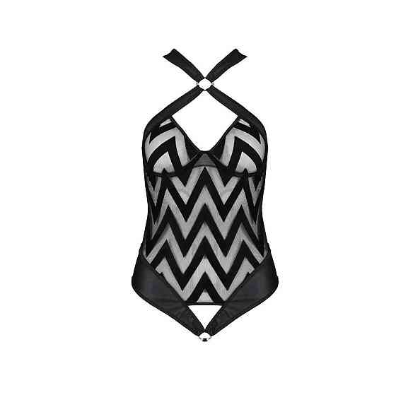 Сітчастий боді з халтером та ритмічним малюнком Passion Hima Body XXL/XXXL, black Sex Aura Київ
