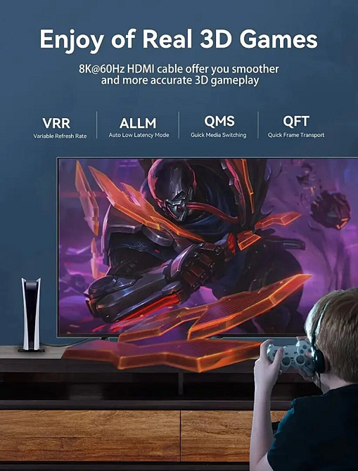 Кабель Vention HDMI-HDMI, 1.5 м, v2.1, (AANBG) Киев - изображение 2