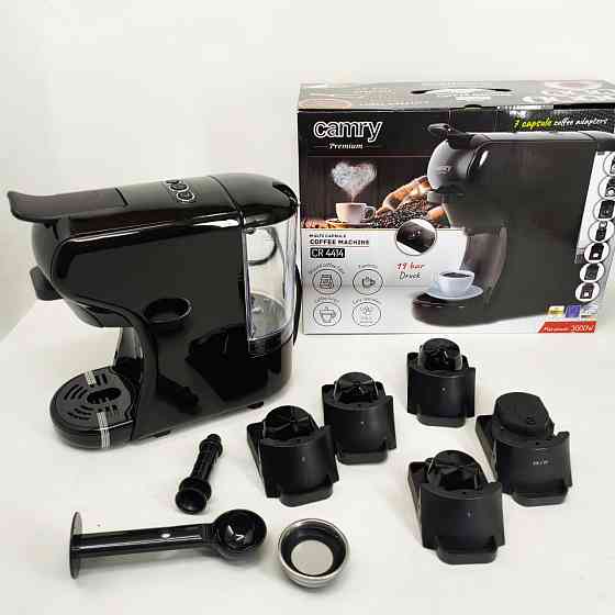 Капсульна кофемашина Camry CR 4414 3000Вт рожкова для меленої кави та 5 адаптерів для капсул Black YE-44 Львів
