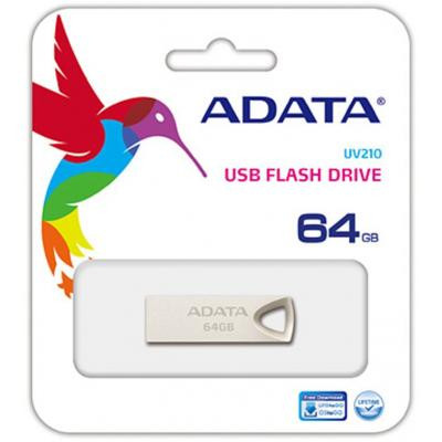 USB флеш накопичувач ADATA 64GB UV210 Metal Silver USB 2.0 (AUV210-64G-RGD) Вінниця - фото 3