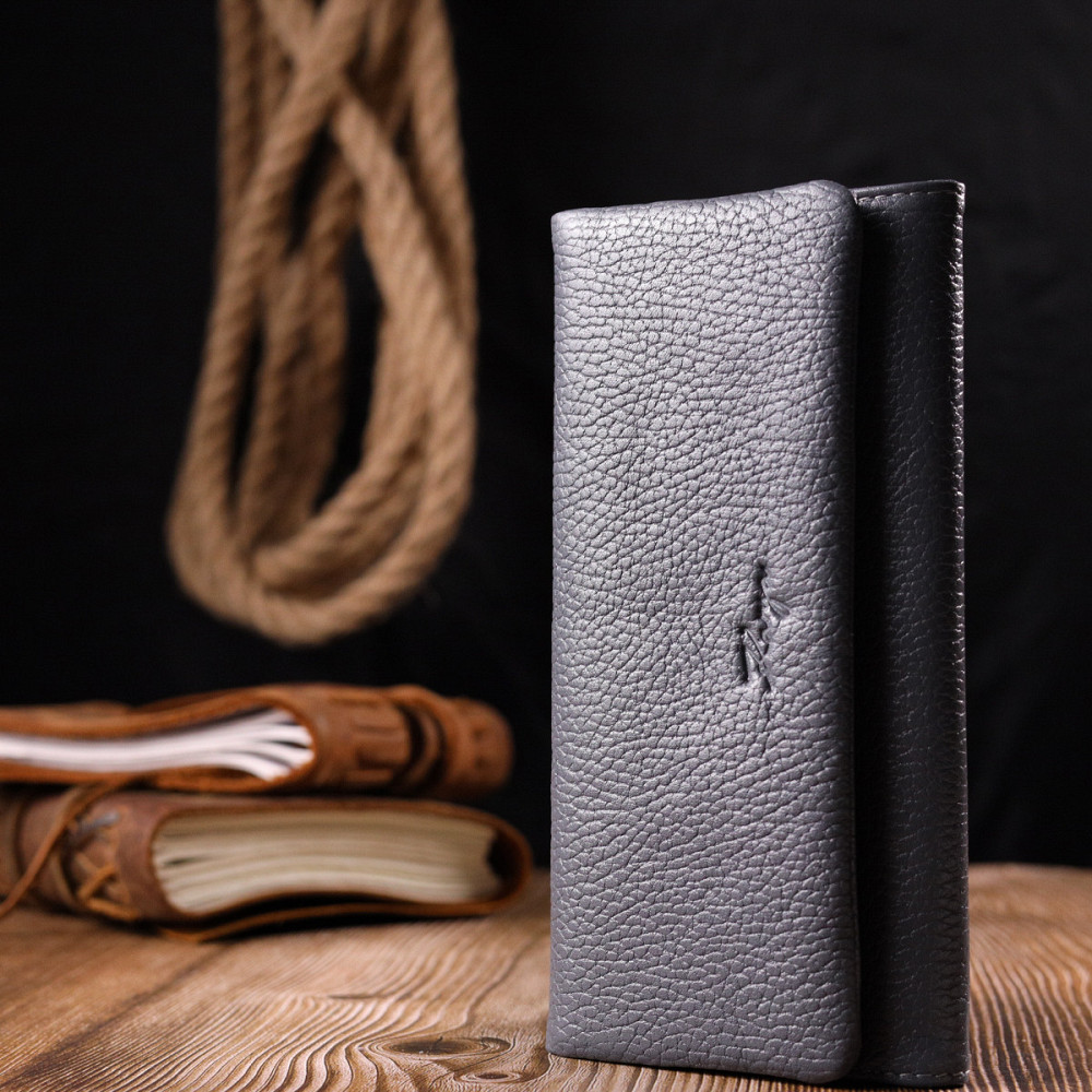 Стильный женский кошелек из натуральной кожи KARYA 21024 Серый Киев - изображение 10