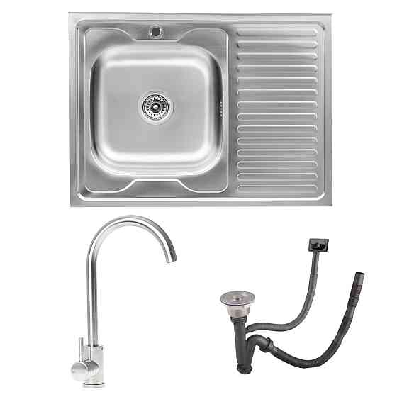 VALESO КОМПЛЕКТ мийка накладна 8060 САТИН "L" 0,7/160 TM Valeso + 56 NESP змішувач кухонний Киев