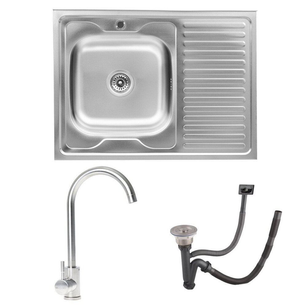 VALESO КОМПЛЕКТ мийка накладна 8060 САТИН "L" 0,7/160 TM Valeso + 56 NESP змішувач кухонний Киев - изображение 1