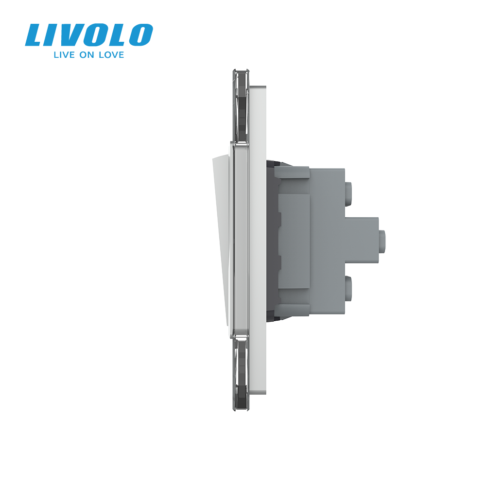 LIVOLO Трьохклавішний вимикач (1-2) Livolo сірий скло (VL-C7K1K2-15) Коломия - фото 6